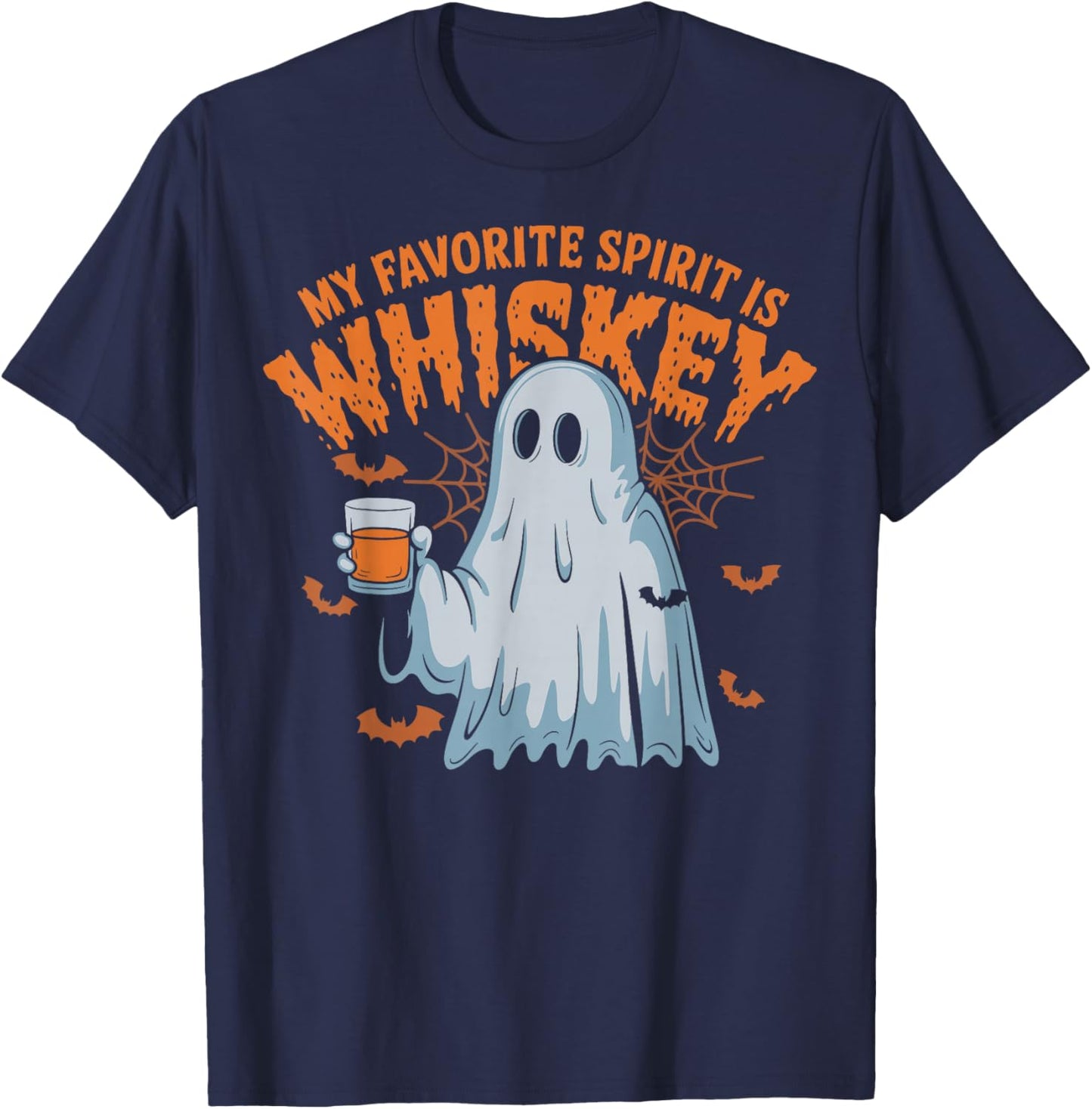 My Favorite Spirit Is Whiskey Funny Ghost Halloween Costume T-Shirt - T-Shirt | Navy