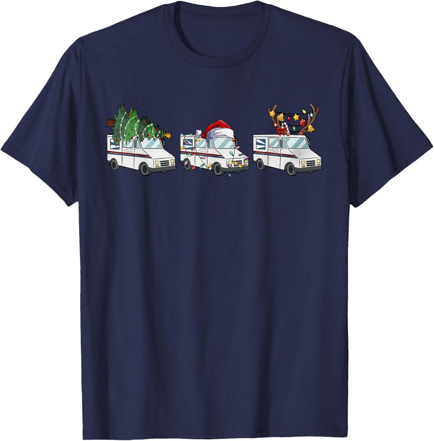 Post Office Truck Christmas Postal Worker Xmas Mail Truck T-Shirt - T-Shirt | Navy