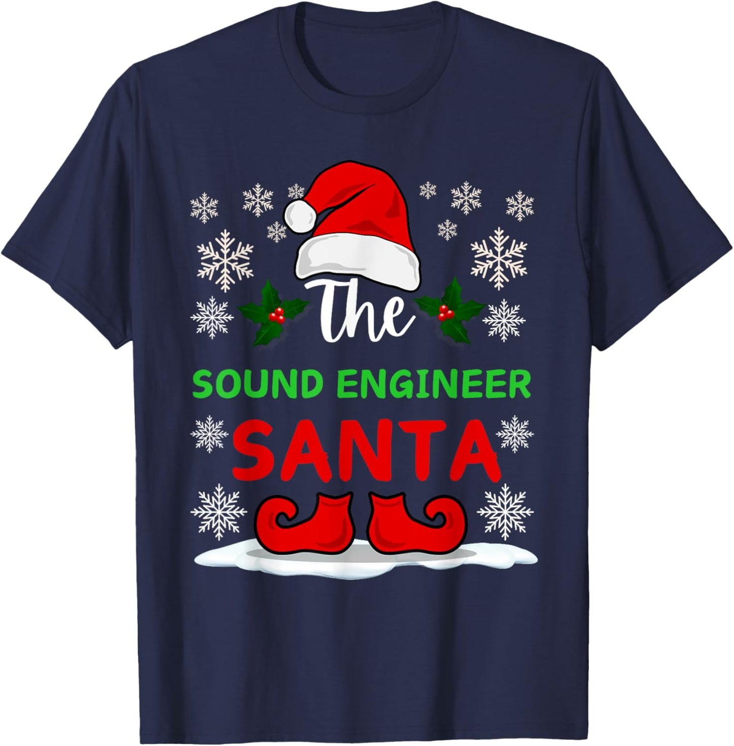 The Sound Engineer Santa Claus Christmas Day Xmas T-Shirt - T-Shirt | Navy