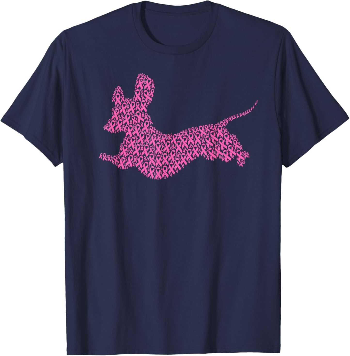 Breast Cancer Awareness Pink Ribbon & Survivor Dog Dachshund Men Women Kids T-Shirt - T-Shirt | Navy