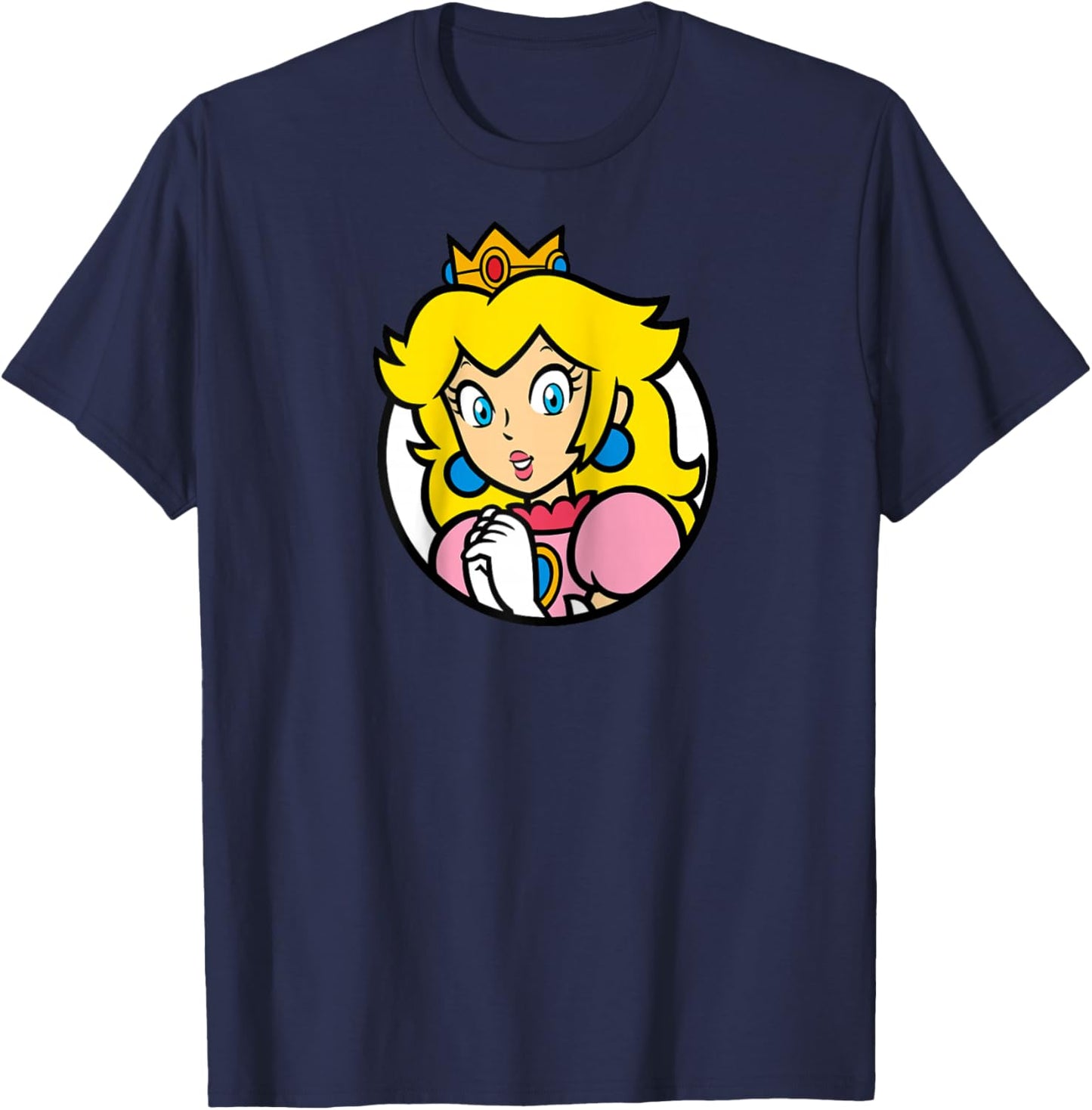 Super Mario Bros Princess Peach Nintendo Portrait Raglan Baseball T-Shirt - T-Shirt | Navy