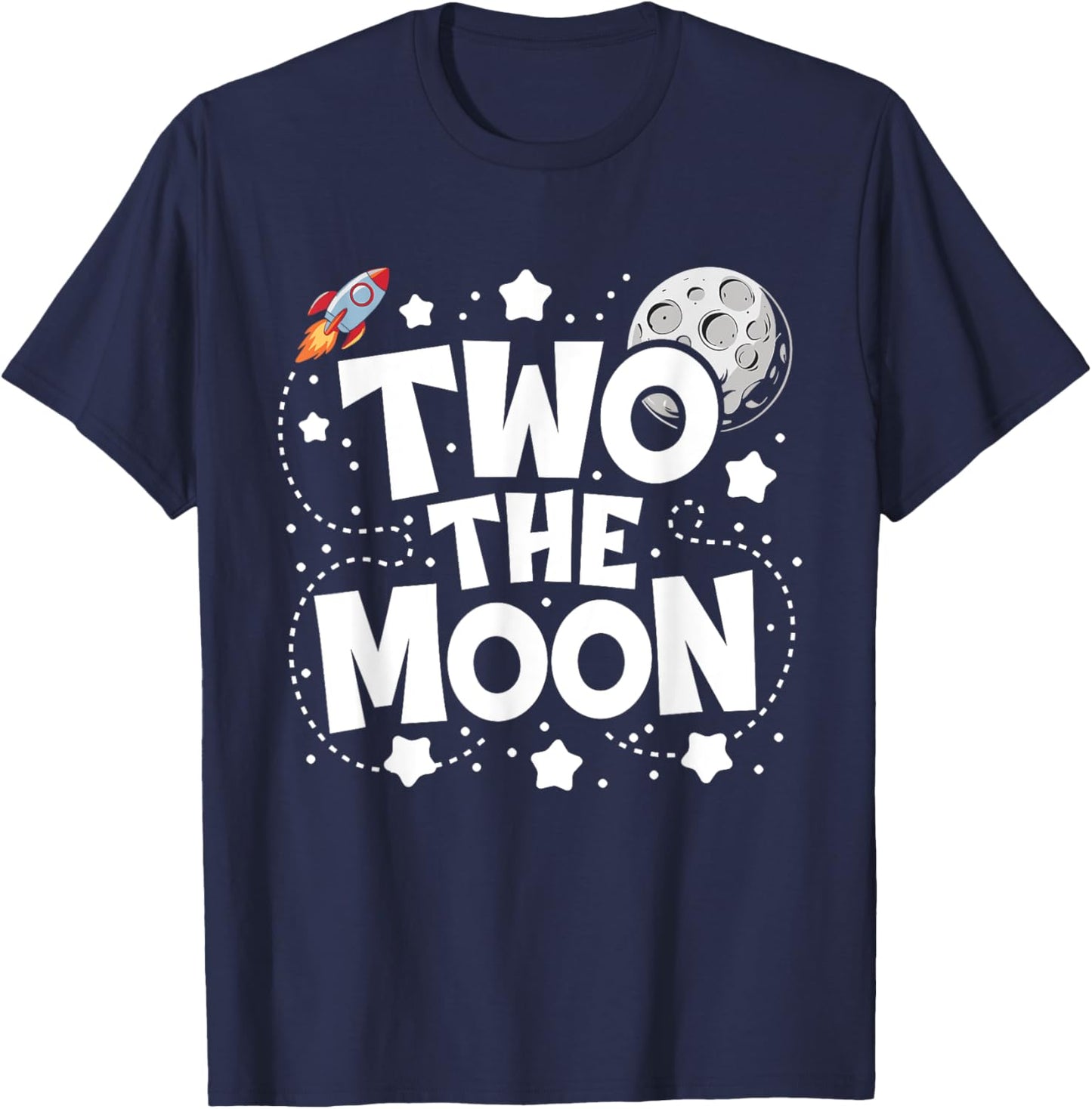 Two The Moon 2nd Birthday Girl Boy 2 Year Old Toddler T-Shirt - T-Shirt | Navy