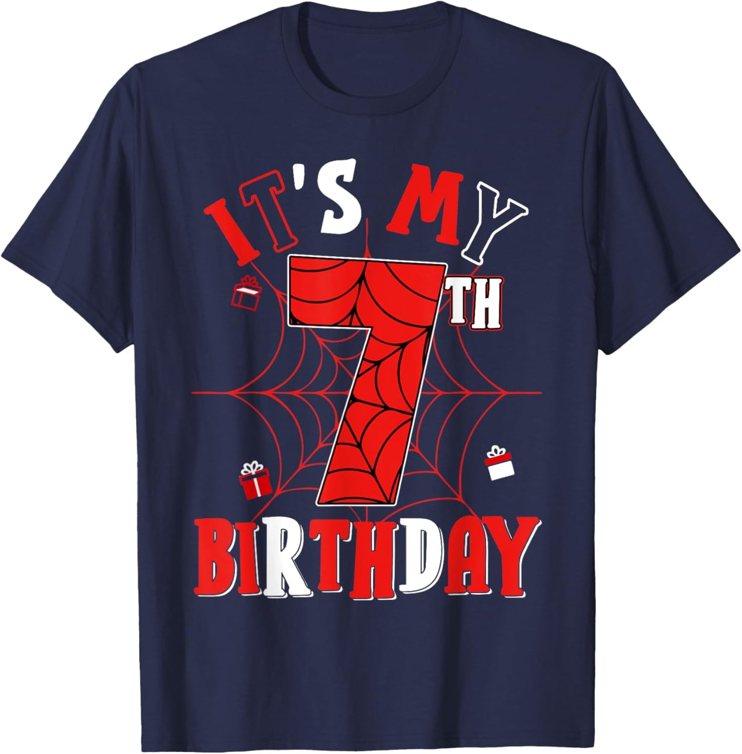 Birthday Party Spider Web Costume It's My 7th Birthday T-Shirt - T-Shirt | Navy