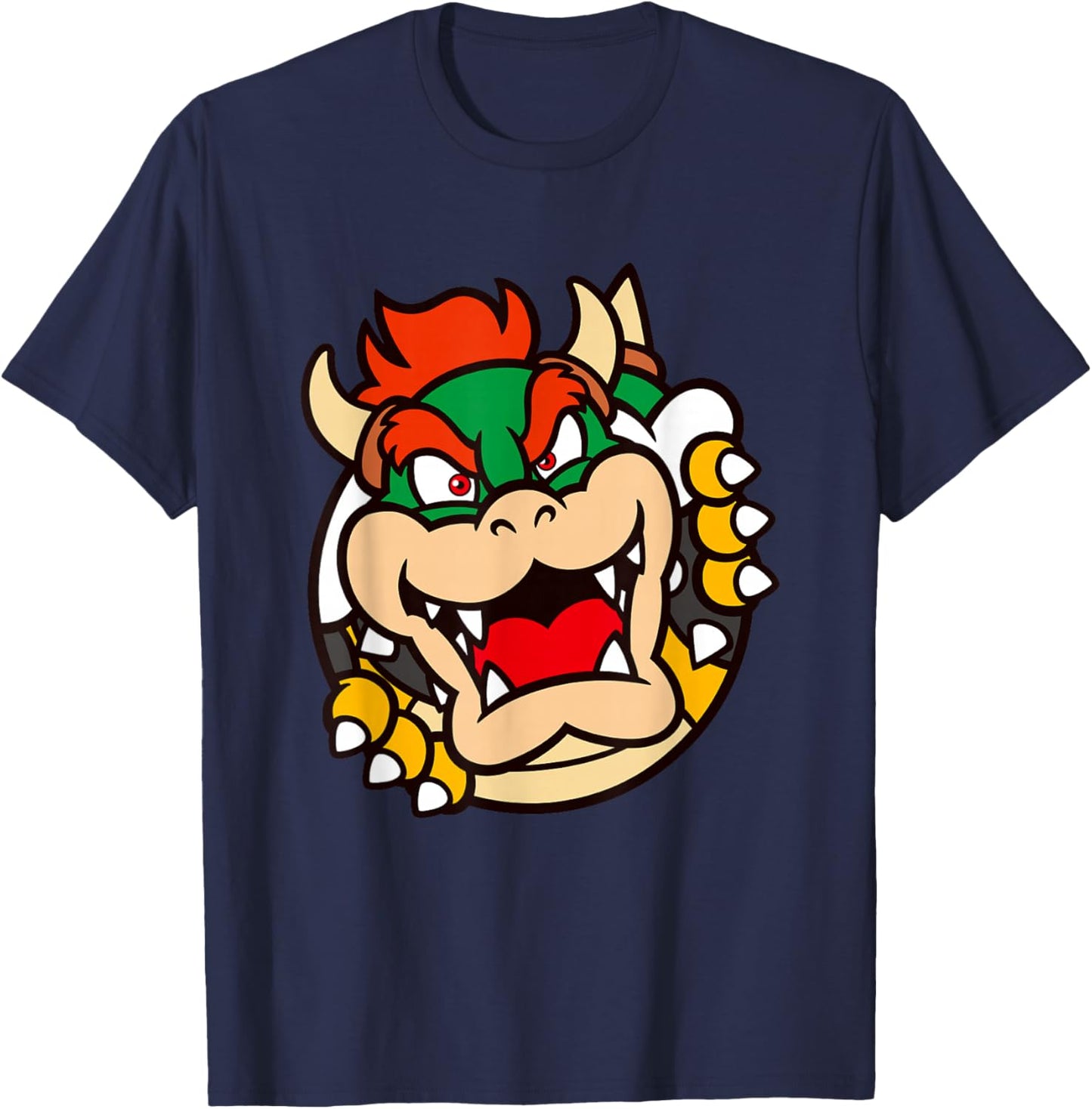 Super Mario Bros Bowser Big Koopa Breakout Portrait T-Shirt - T-Shirt | Navy