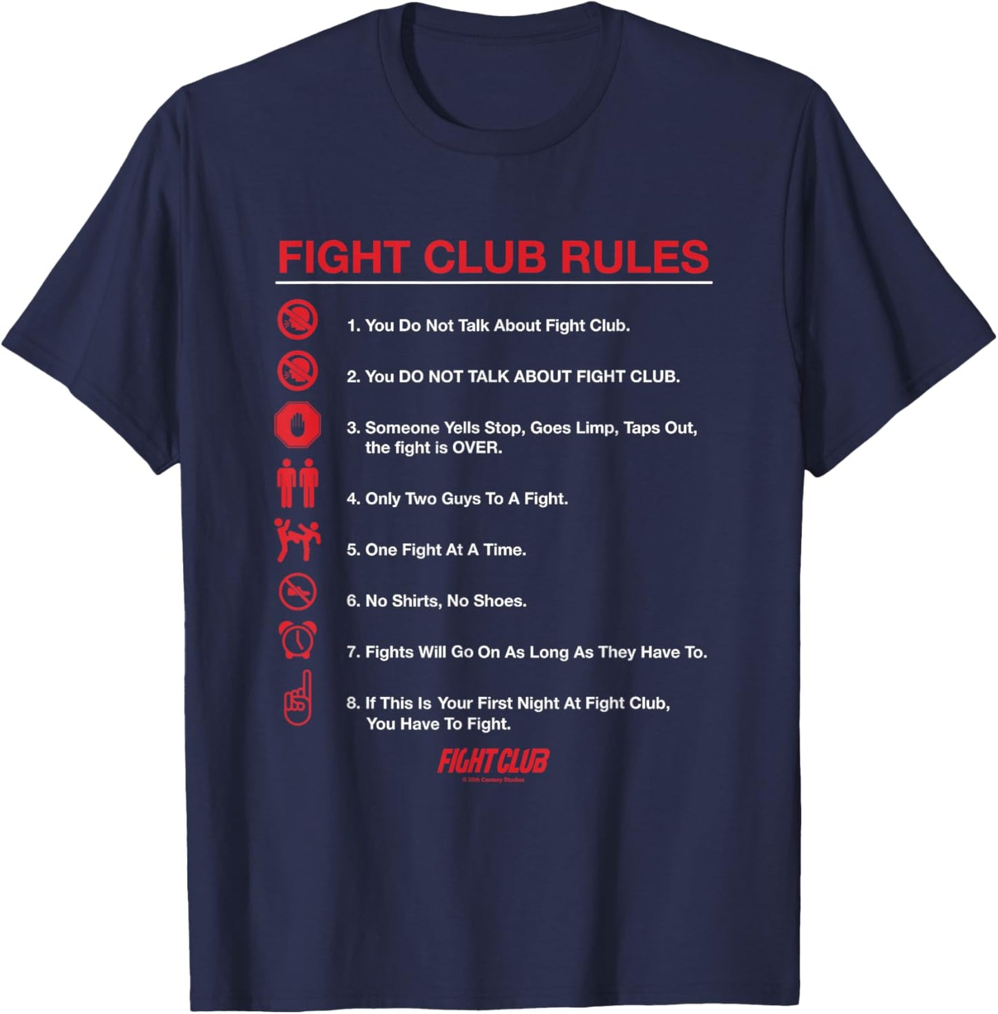 Fight Club Iconic List Rules Big Chest Text Logo T-Shirt - T-Shirt | Navy