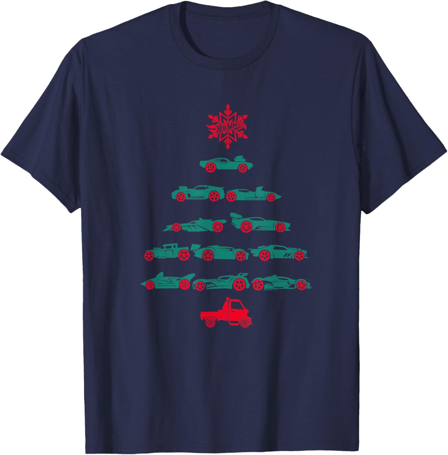 Hot Wheels Car Christmas Tree T-Shirt - T-Shirt | Navy