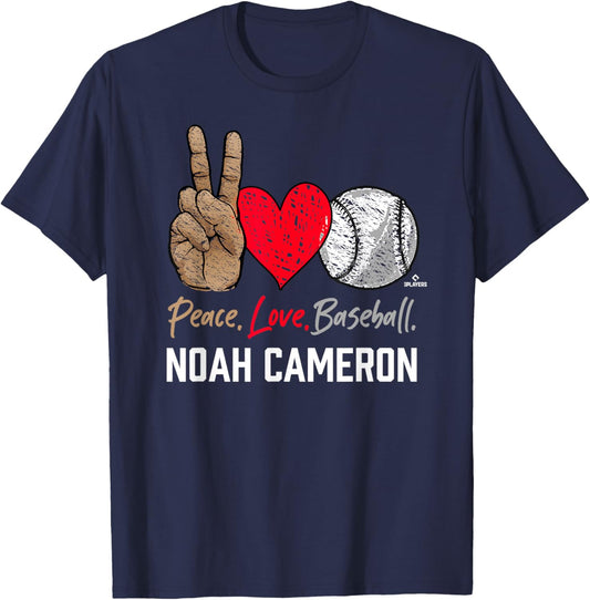 Peace Love Noah Cameron Prospect Baseball Fan Gear T-Shirt - T-Shirt | Navy