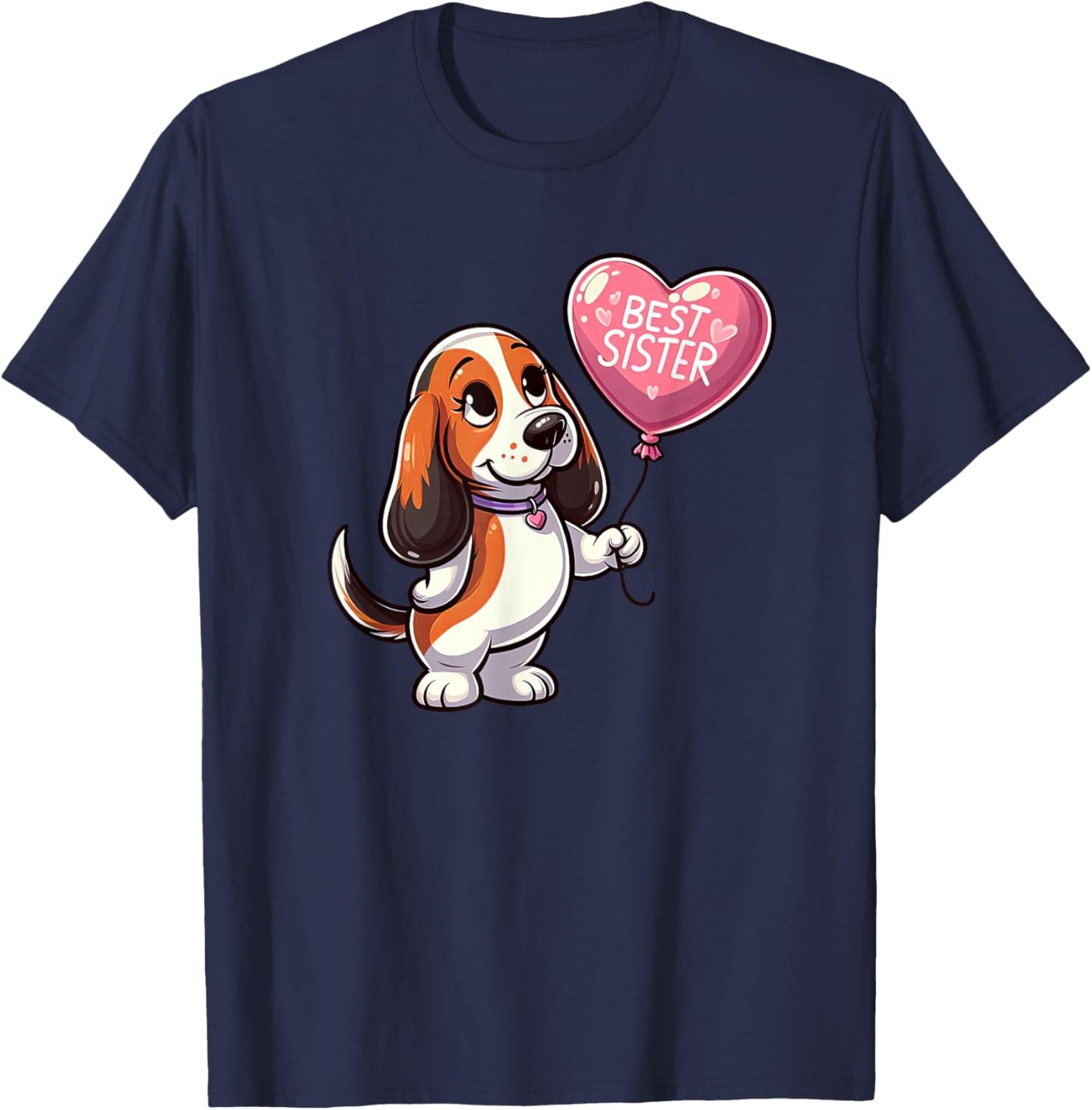 Basset Hound Best Sister Dog Funny Family T-Shirt - T-Shirt | Navy