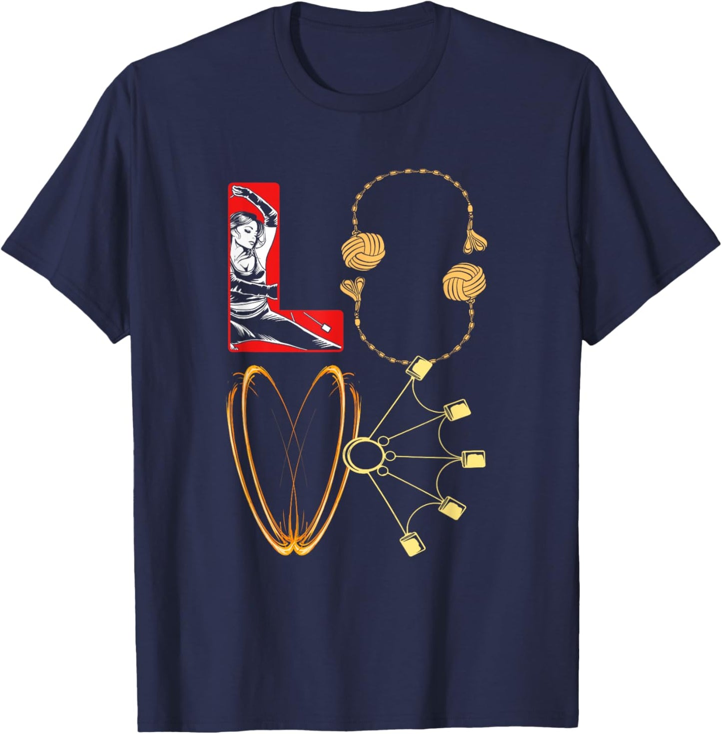 Fire Spinner Love Fire Spinning Equipment T-Shirt - T-Shirt | Navy