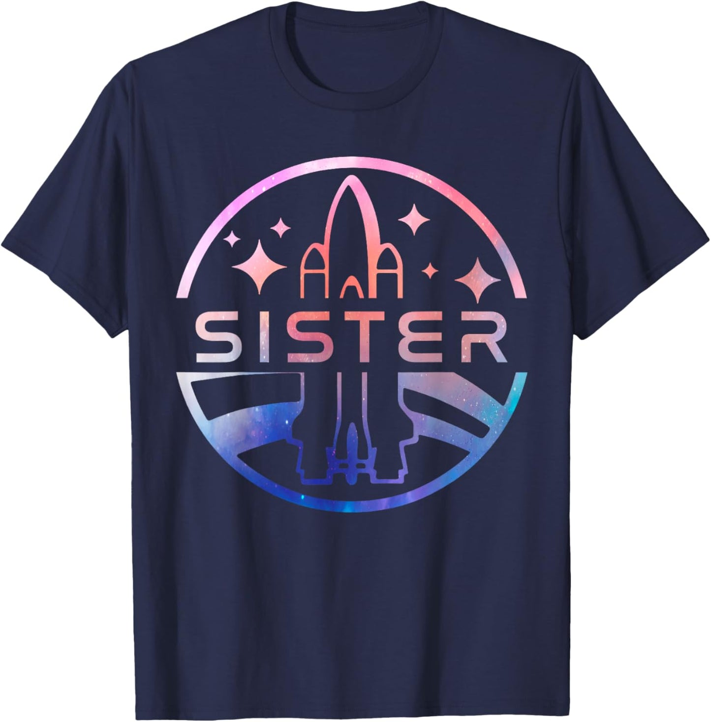 Funny Sister Space Astronaut Rocket Birthday Party T-Shirt - T-Shirt | Navy