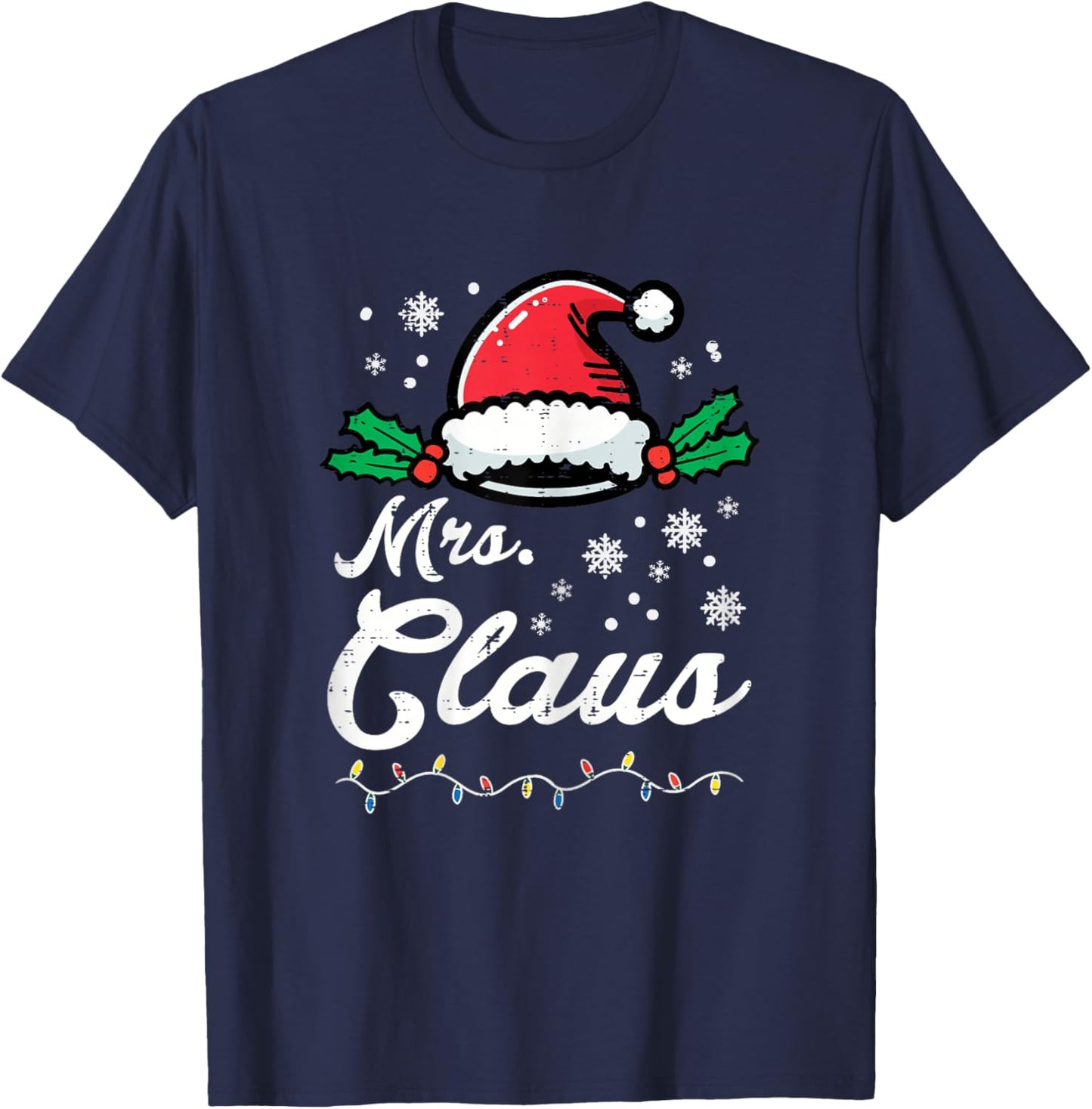Christmas Mrs Claus Xmas Santa Family Match Mom Mama Women T-Shirt - T-Shirt | Navy