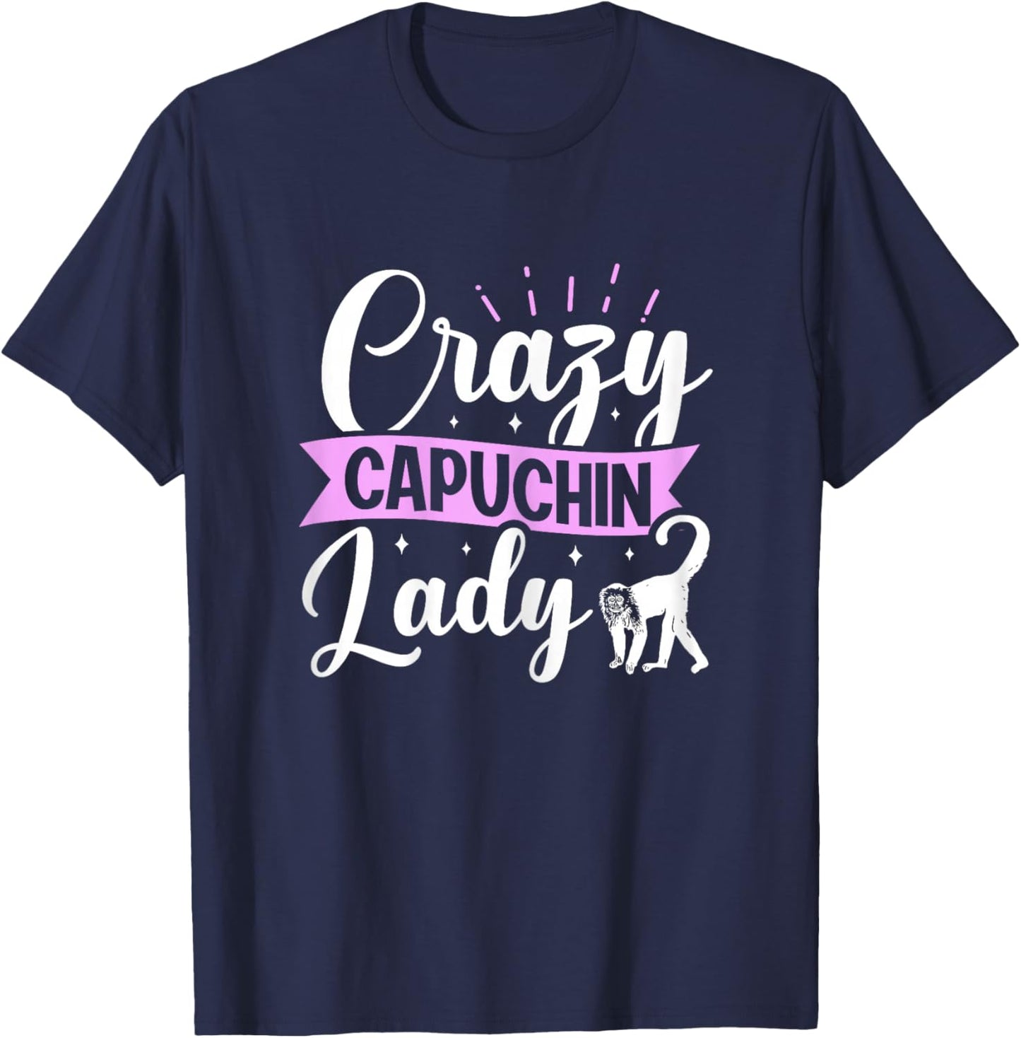 Crazy Capuchin Lady Design for a Capuchin Monkey fan T-Shirt - T-Shirt | Navy