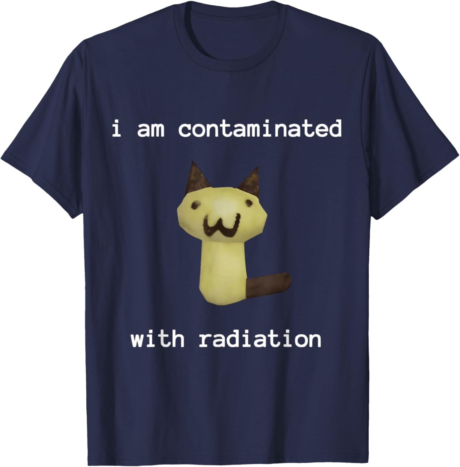 I Am Contaminated with Radiation FUNNY , Black, Small, Short Sleeve, Classic Fit, Polyester, Cartoon, Vintage, Unique Humorous Theme, Festive Design T-Shirt - T-Shirt | Navy