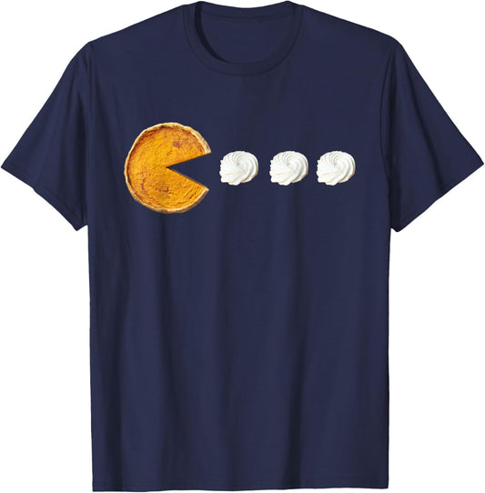 Pumpkin Pie Eating Cream Thanksgiving Funny Gamer Boys Teens T-Shirt - T-Shirt | Navy