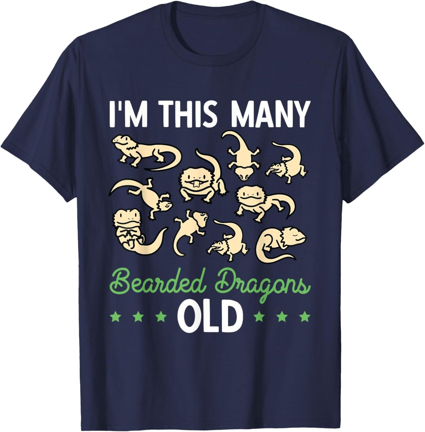 I'm This Many Bearded Dragons Old Reptile 10th Birthday T-Shirt - T-Shirt | Navy