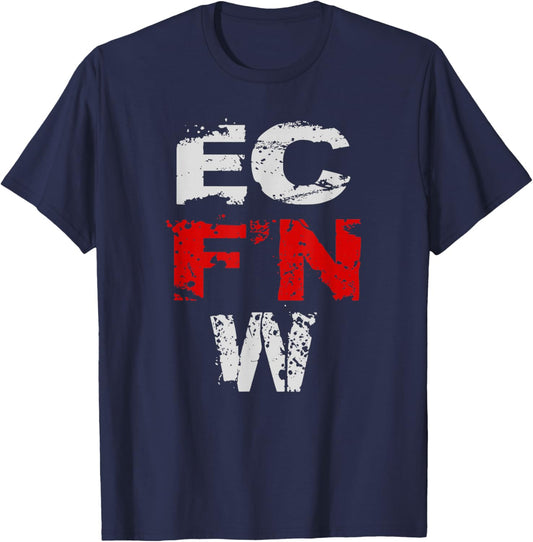 EC F'N W Wrestling Apparel Adults Wrestling Fans, All Ages Black Modern Short Sleeve T-Shirt - T-Shirt | Navy
