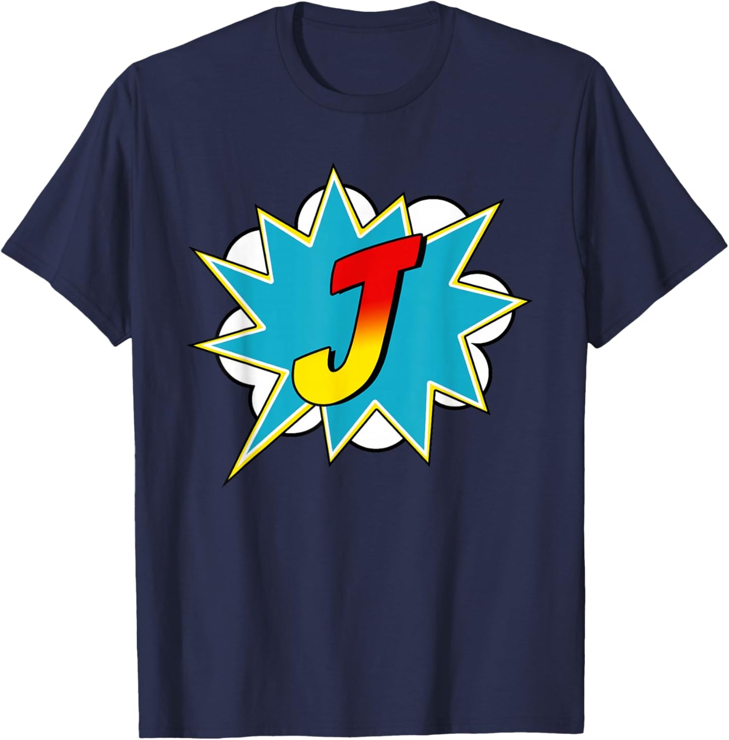 Letter J Superhero Name Comic Letter Retro Costume T-Shirt - T-Shirt | Navy