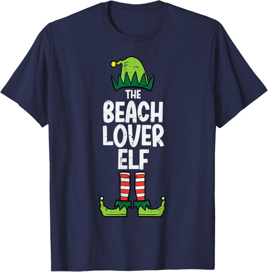 Christmas Beach Lover Elf Xmas Family Matching Men Women Kid T-Shirt - T-Shirt | Navy