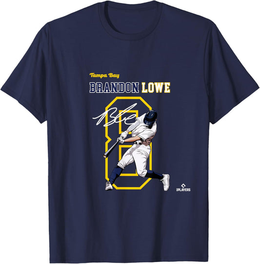 Brandon Lowe | Tampa Bay Baseball Players | MLBBLE3004 T-Shirt - T-Shirt | Navy