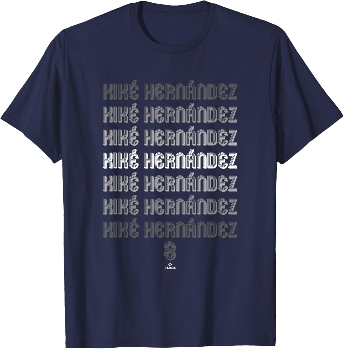 Retro Repeating Text Kiké Hernández Los Angeles Baseball T-Shirt - T-Shirt | Navy