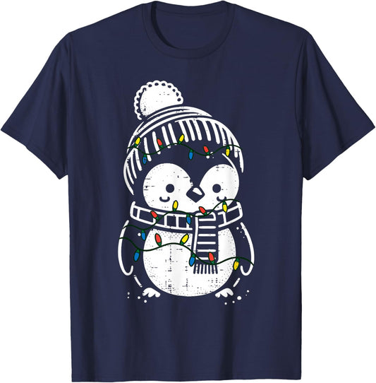 Christmas Penguin Scarf Cute Xmas Boys Girls Kids Toddler T-Shirt - T-Shirt | Navy