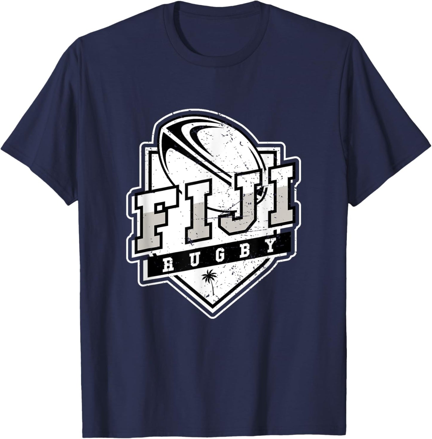 Fiji Pride Fiji Palm Tree Fijians Rugby Fan Vintage T-Shirt - T-Shirt | Navy