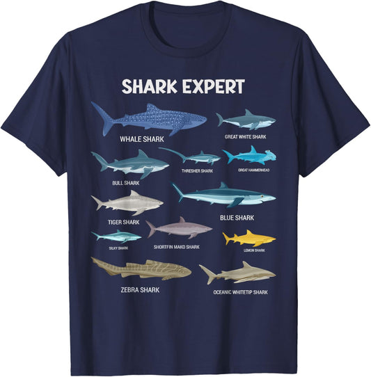 Shark Species , Kids & Toddler Boys Shark T-Shirt - T-Shirt | Navy