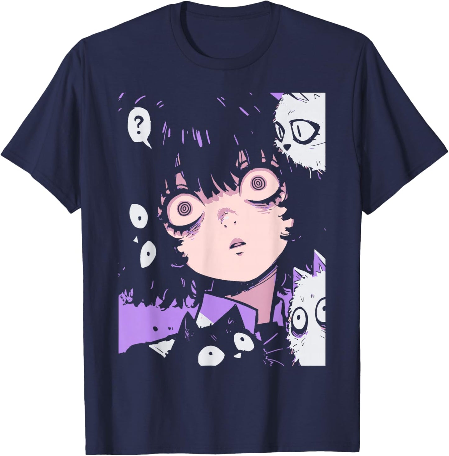 Horror Anime Manga Neko | Japan Japanese Creepy Kawaii Goth T-Shirt - T-Shirt | Navy