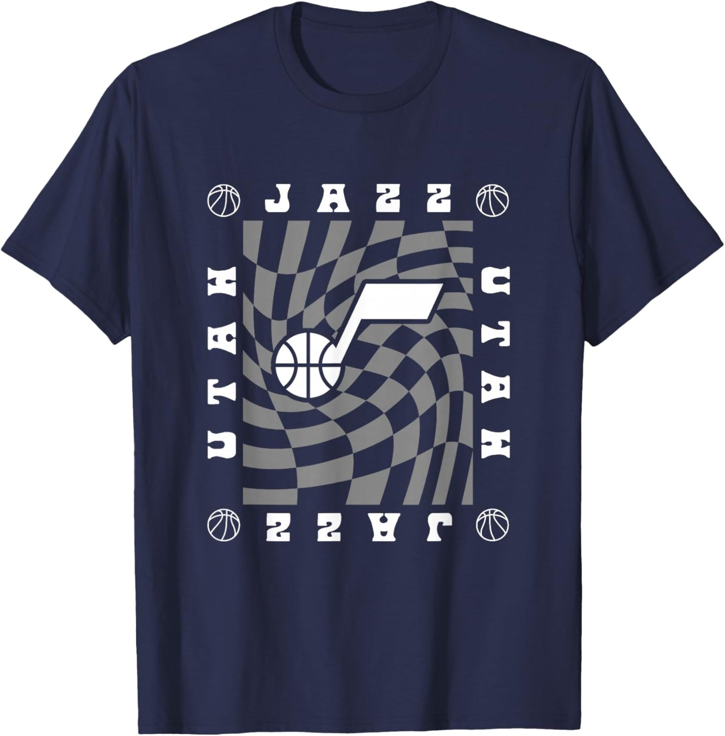 NBA Utah Jazz Retro Checkerboard Wave T-Shirt - T-Shirt | Navy