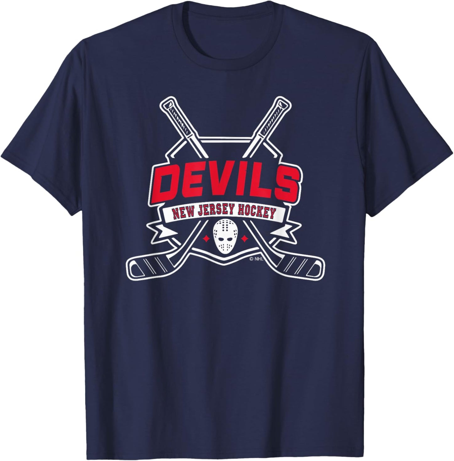 New Jersey Devils Hockey Sticks Black Officially Licensed T-Shirt - T-Shirt | Navy