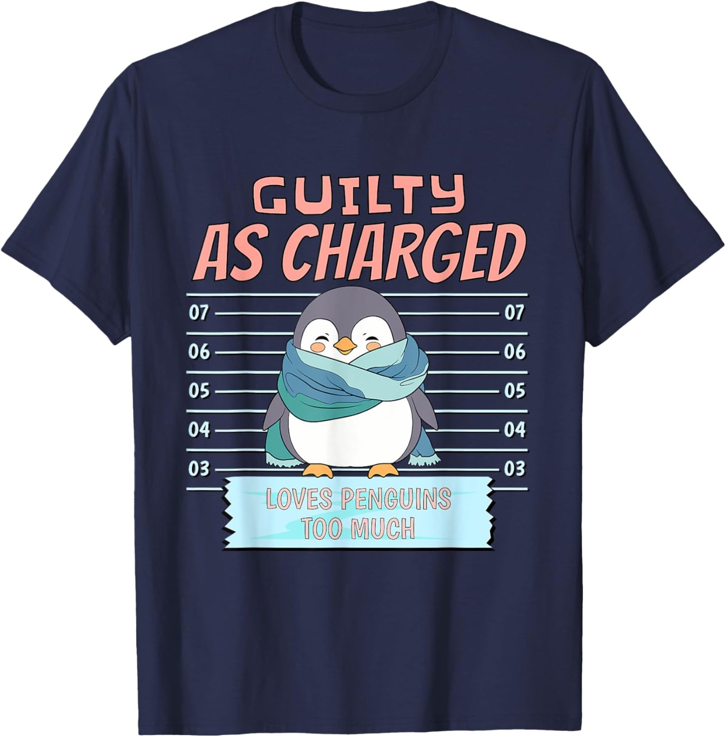 Cute Penguin Wrapped in Cozy Scarf Lover Arctic Enthusiasts T-Shirt - T-Shirt | Navy