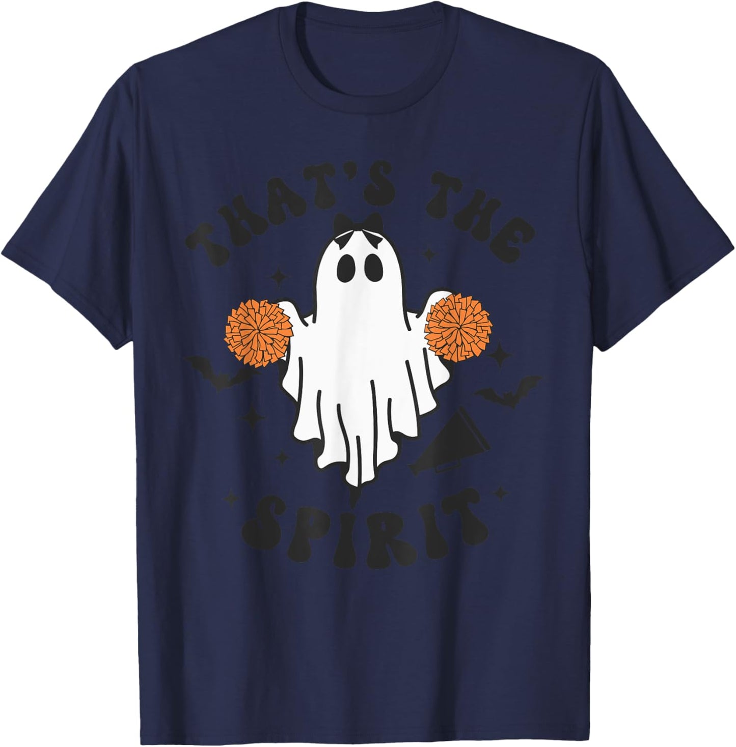 Funny Cheerleader Ghost Halloween Cheer Mom Cheerleader T-Shirt - T-Shirt | Navy