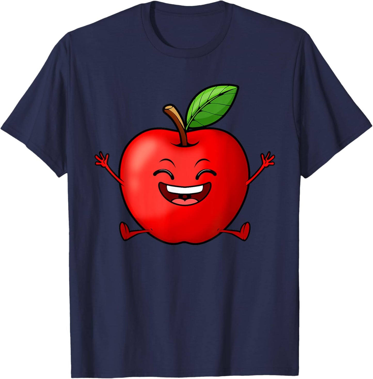 Cute Red Apple Design Women Kids Red Apple Lovers T-Shirt - T-Shirt | Navy