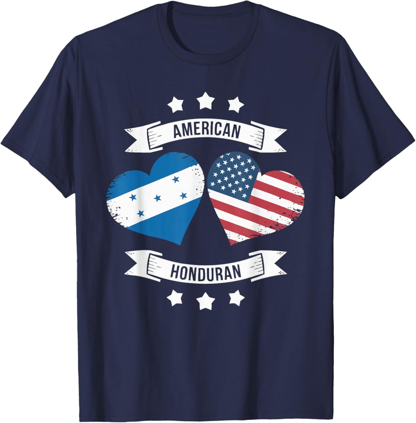 Half American Half Honduran USA Flag Honduras America T-Shirt - T-Shirt | Navy
