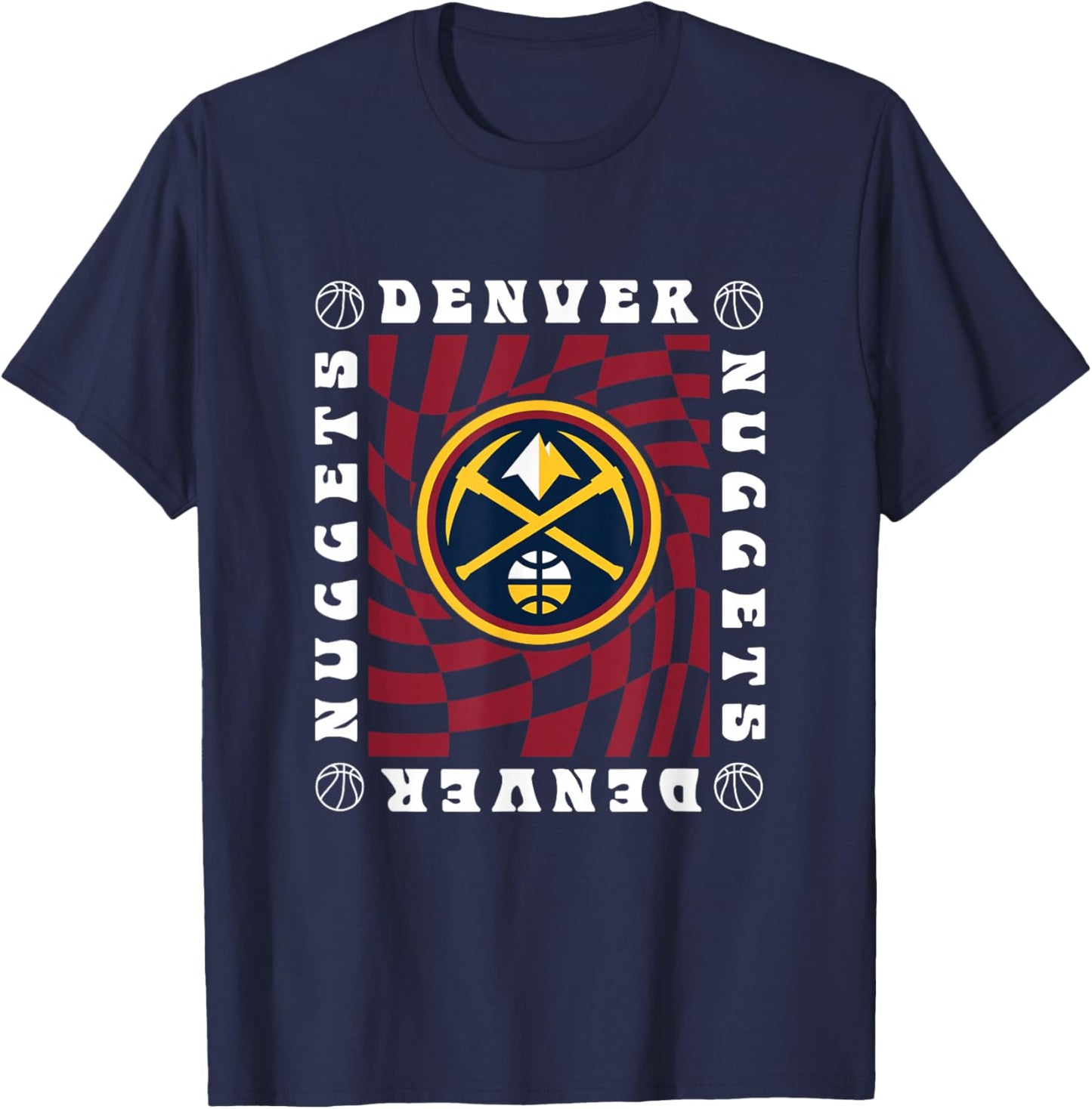 NBA Denver Nuggets Retro Checkerboard Wave T-Shirt - T-Shirt | Navy