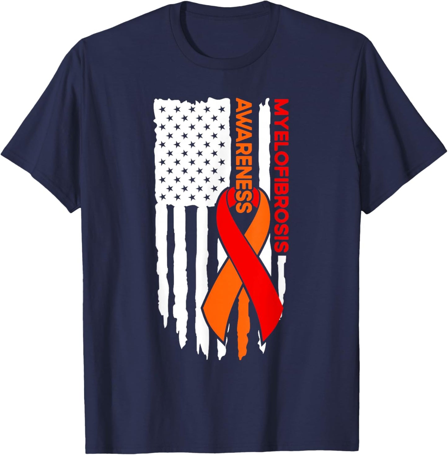 Myelofibrosis Awareness Flag Myelofibrosis T-Shirt - T-Shirt | Navy