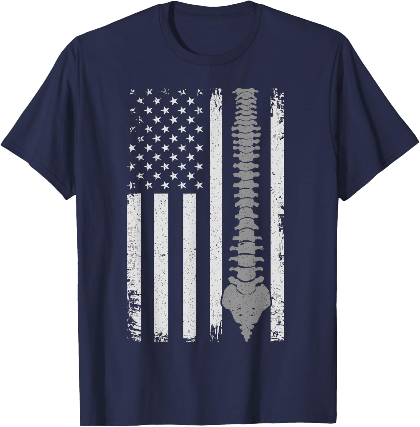 Patriotic USA Flag Chiropractic Gifts Chiropractor T-Shirt - T-Shirt | Navy