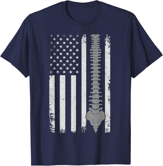 Patriotic USA Flag Chiropractic Gifts Chiropractor T-Shirt - T-Shirt | Navy