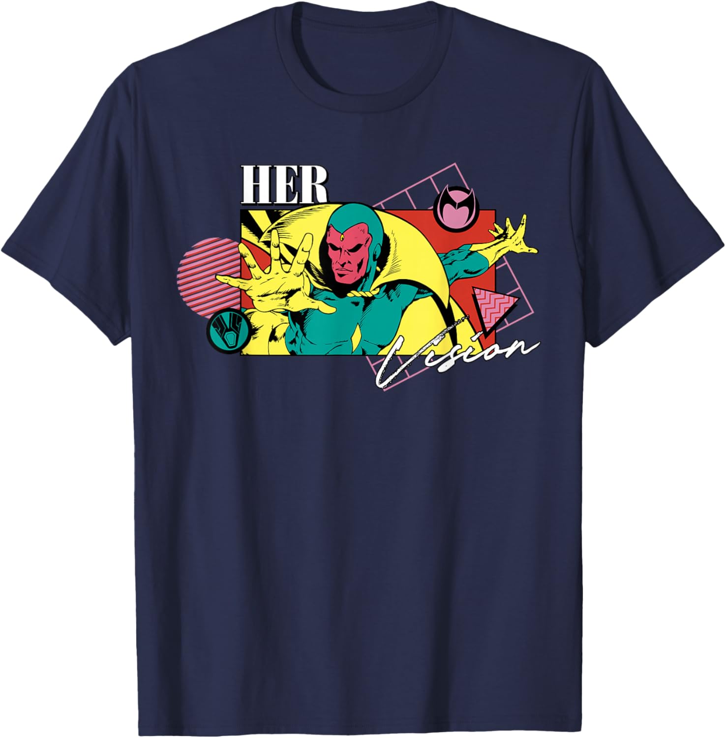 Marvel Valentine's Day '90s Couples Matching Her Vision T-Shirt - T-Shirt | Navy