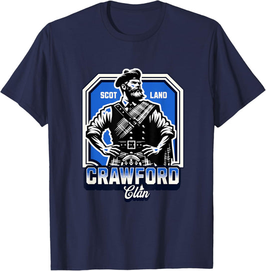 Crawford Clan Scottish Gaelic Name T-Shirt - T-Shirt | Navy
