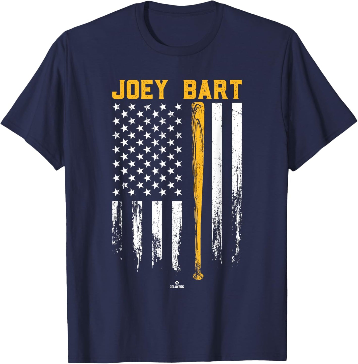 USA Flag Bat Joey Bart Pittsburgh Baseball MLBPA T-Shirt - T-Shirt | Navy
