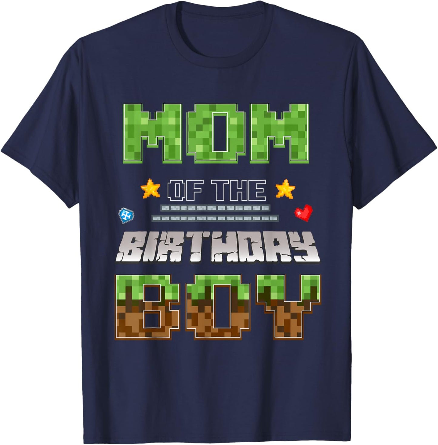 Mom of The Birthday Boy Video Gamer Pixel Birthday Party T-Shirt - T-Shirt | Navy