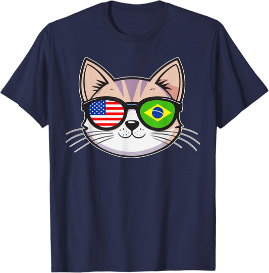 USA Brazil American Brazilian T-Shirt - T-Shirt | Navy