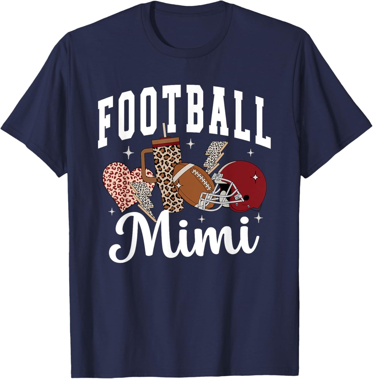 Football Mimi Leopard Football Mimi Matching Family Football T-Shirt - T-Shirt | Navy