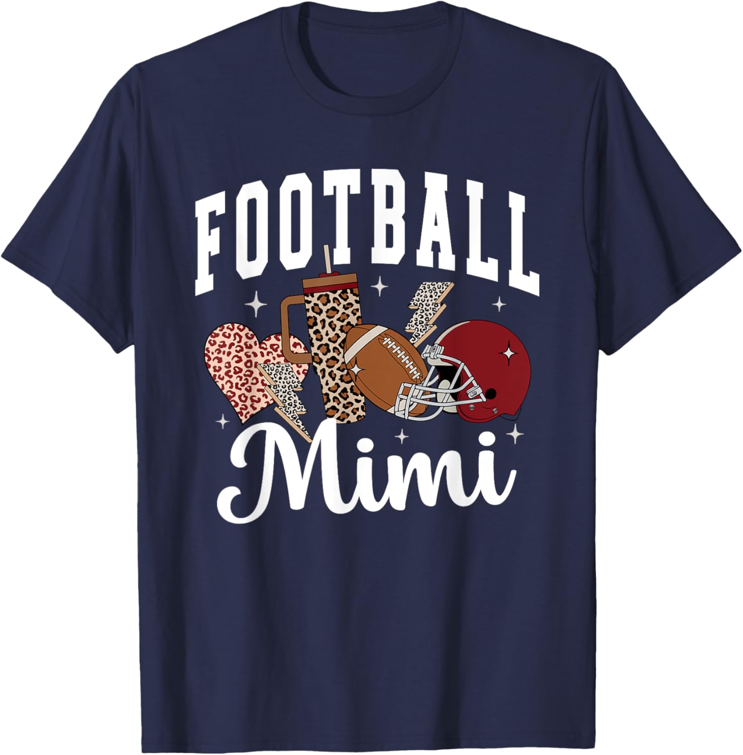 Football Mimi Leopard Football Mimi Matching Family Football T-Shirt - T-Shirt | Navy