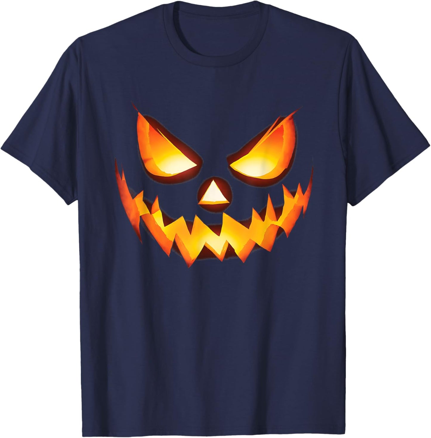 Jack O Lantern Scary Carved Pumpkin Face Halloween Costume T-Shirt - T-Shirt | Navy