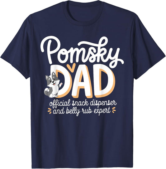 Pomsky Dad Dog Owner Funny Father Of Pomsky T-Shirt - T-Shirt | Navy