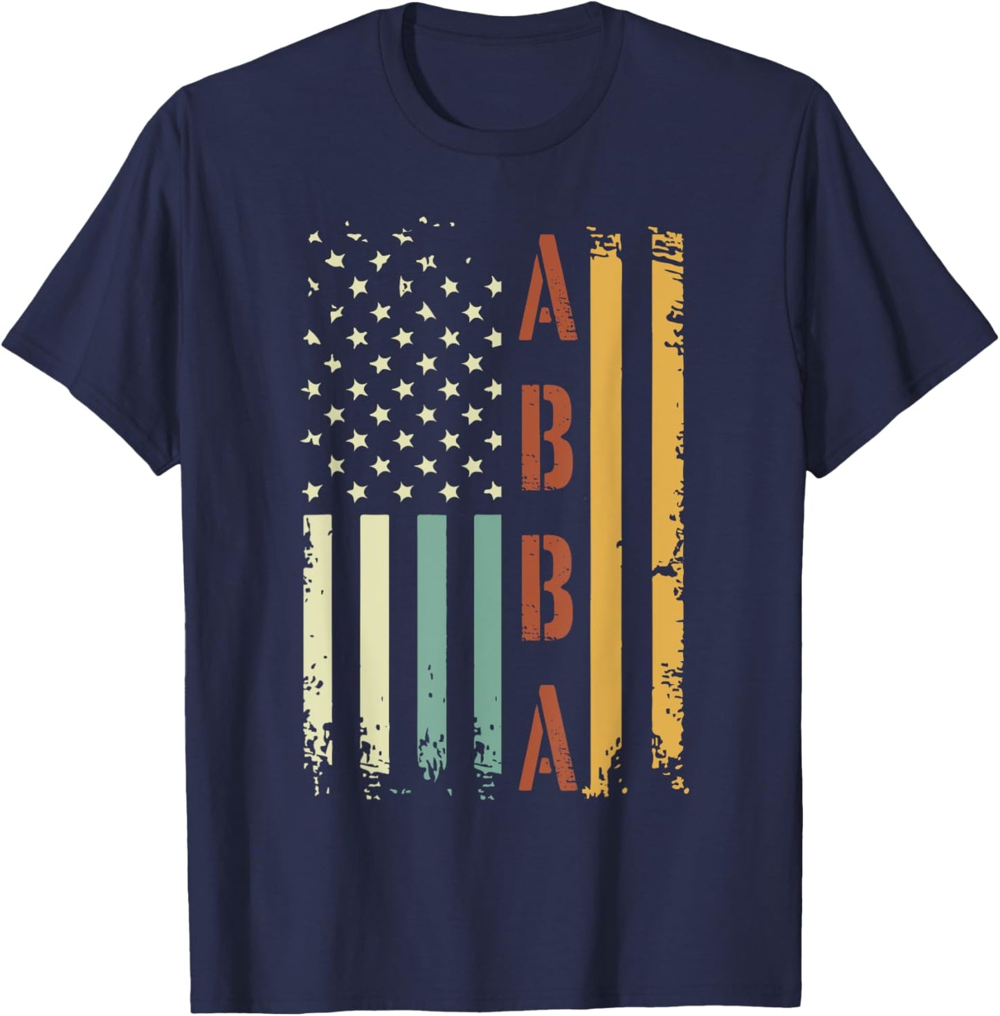 Abba Vintage American Flag Father's Day 4th of July T-Shirt - T-Shirt | Navy