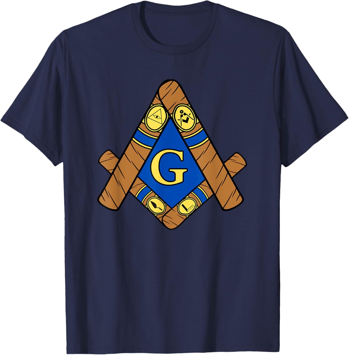 Masonic Cigar Symbol Smoking Working Tools Fun Lounge Gear T-Shirt - T-Shirt | Navy