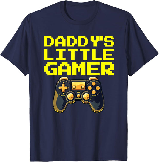 Daddys Little Gamer Gaming Family T-Shirt - T-Shirt | Navy